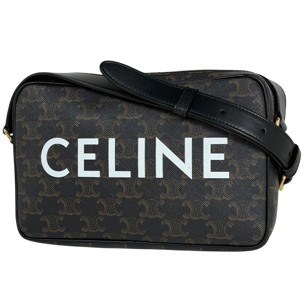 Celine Triomphe Messenger Bag Shoulder Canvas Black